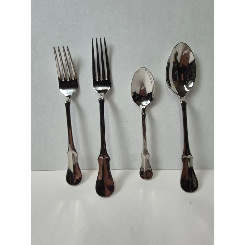 Wallace Elite 18/10 Stainless Flatware Continental Bead 4 Piece Set Forks Spoons